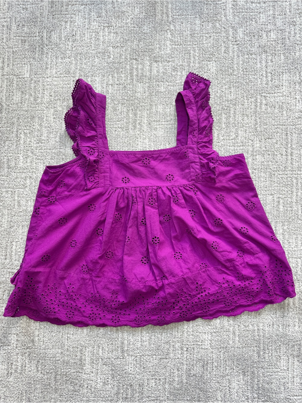 Rickis Eyelet Tiered Ruffle Tank | Size Medium | 100% Cotton - Picture 10 of 10